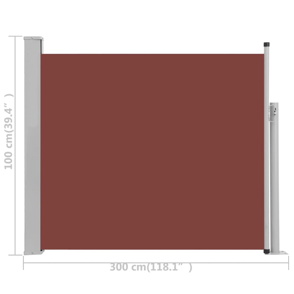 Auvent latéral rétractable de patio 100x300 cm Marron