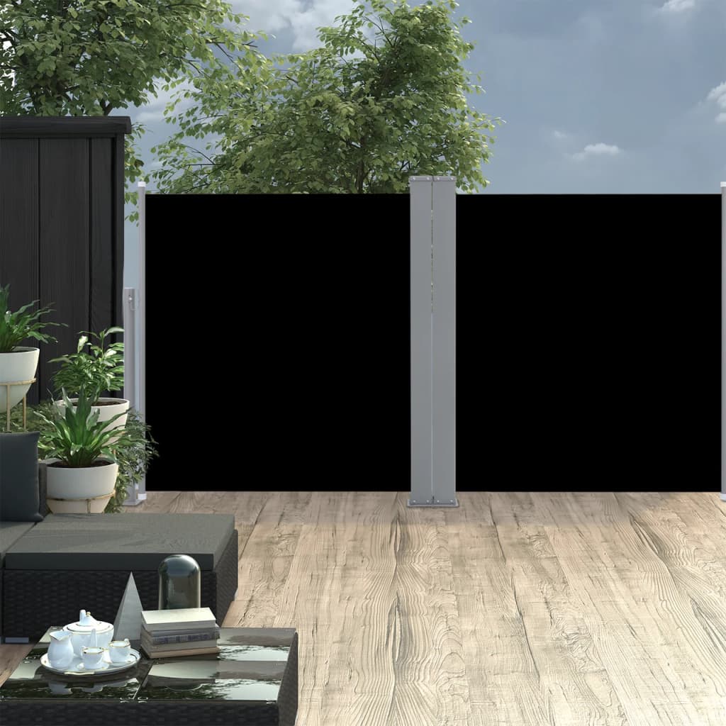 Auvent latéral rétractable Noir 100 x 600 cm