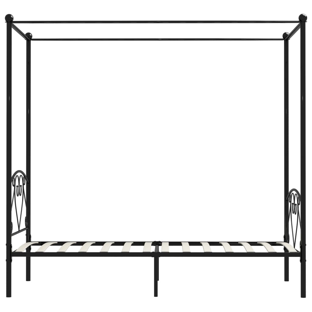 Cadre de lit à baldaquin Noir Métal 100 x 200 cm