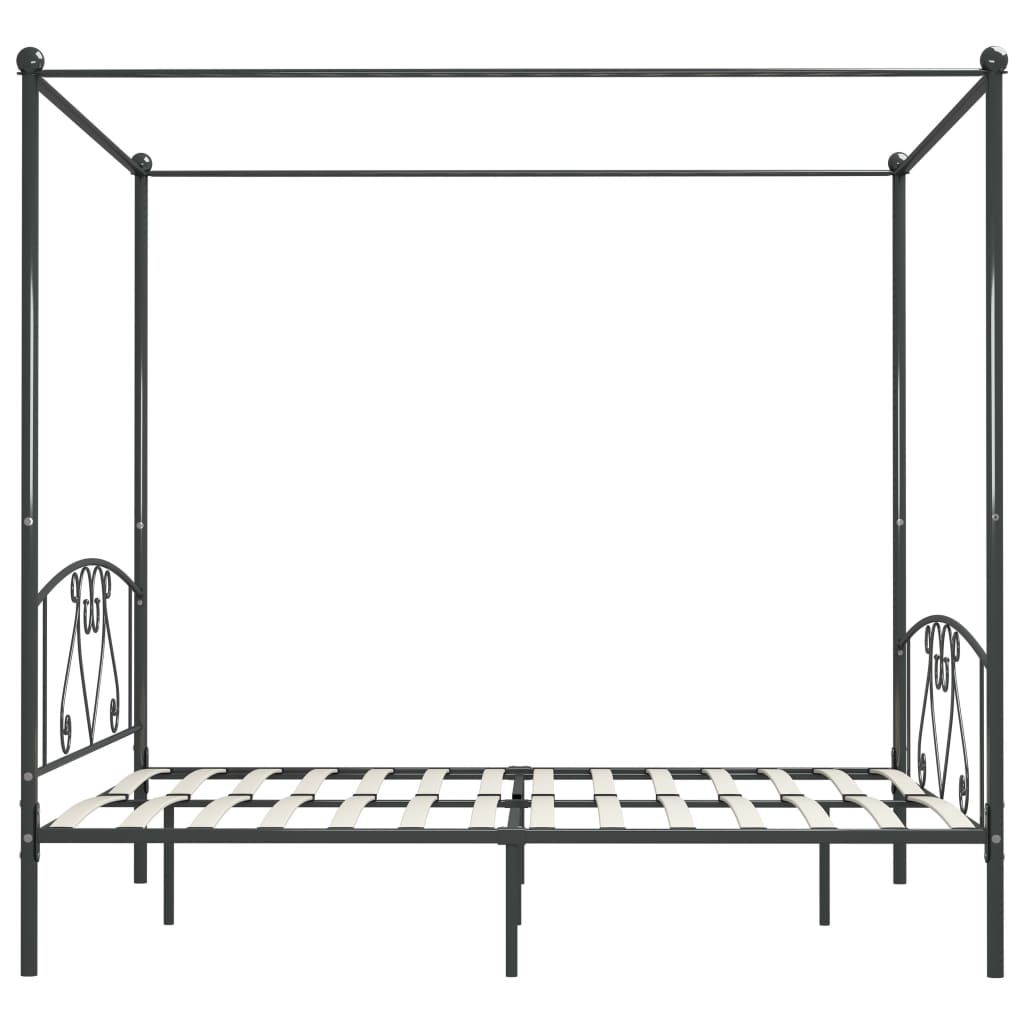 Cadre de lit à baldaquin Gris Métal 200 x 200 cm