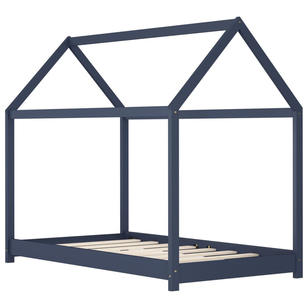 Cadre de lit d'enfant Gris Bois de pin massif 70x140 cm