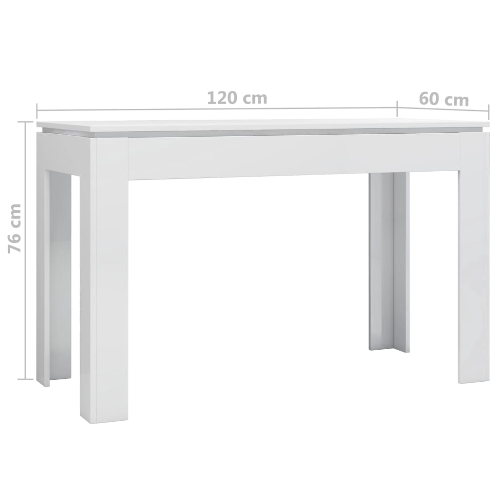 Table de salle à manger Blanc brillant 120x60x76 cm Aggloméré