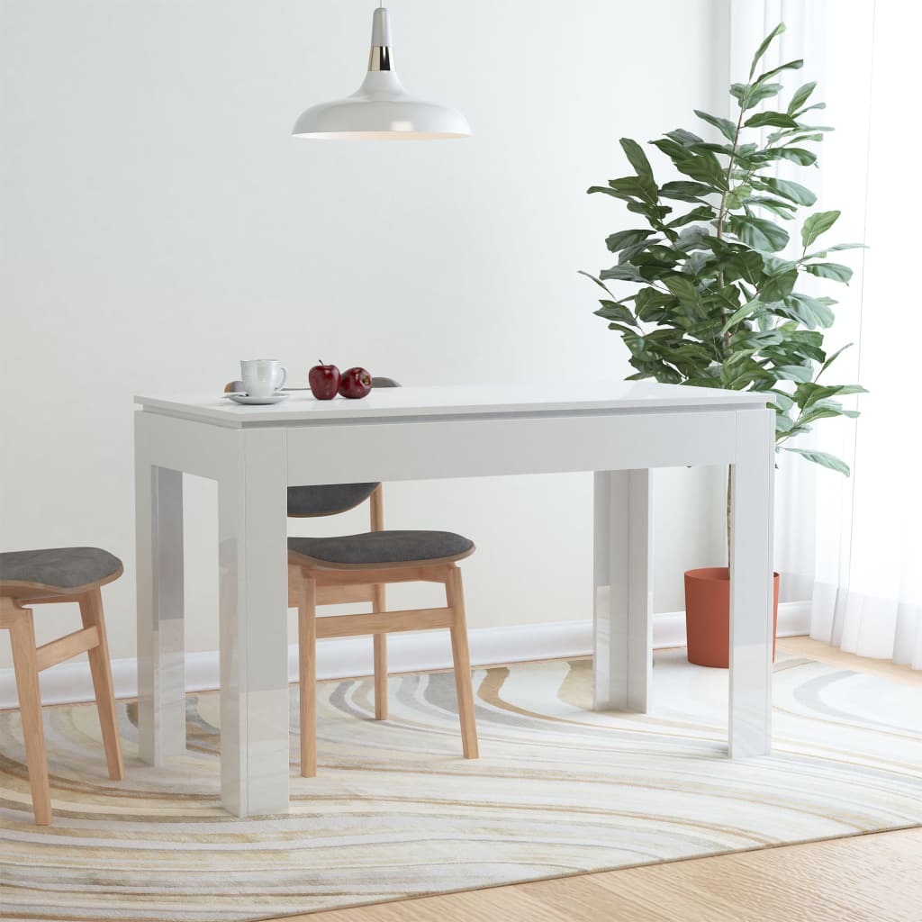Table de salle à manger Blanc brillant 120x60x76 cm Aggloméré