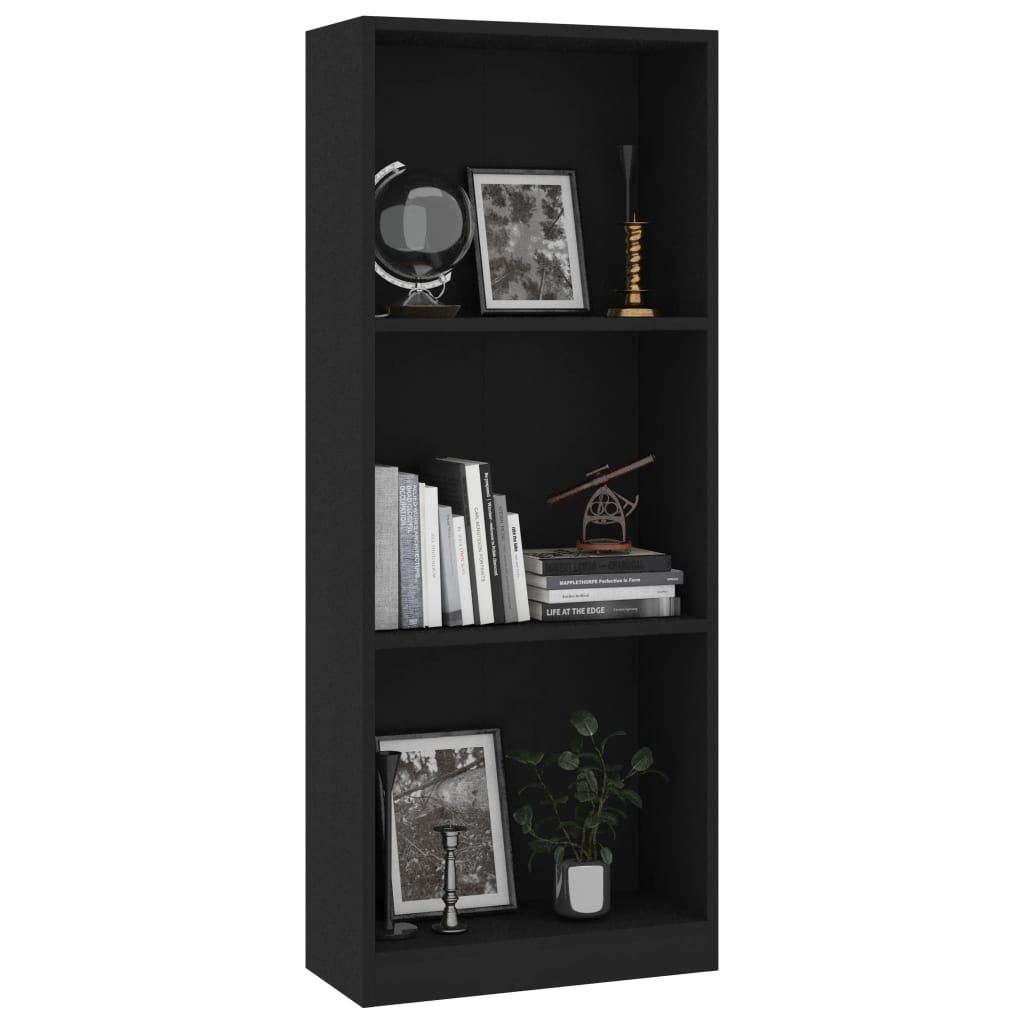Bibliothèque à 3 niveaux Noir 40x24x108 cm Aggloméré