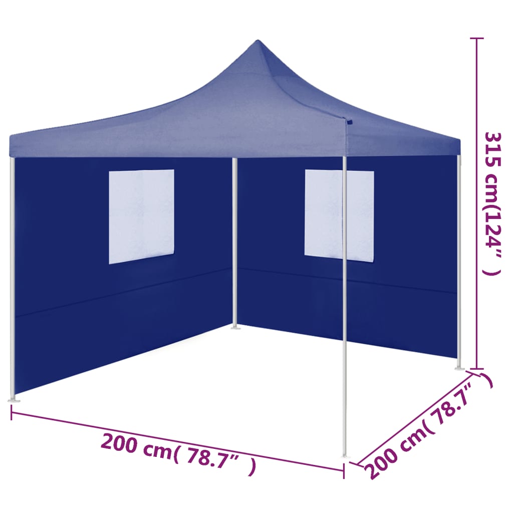 Tente de réception pliable avec 2 parois 2x2 m Acier Bleu