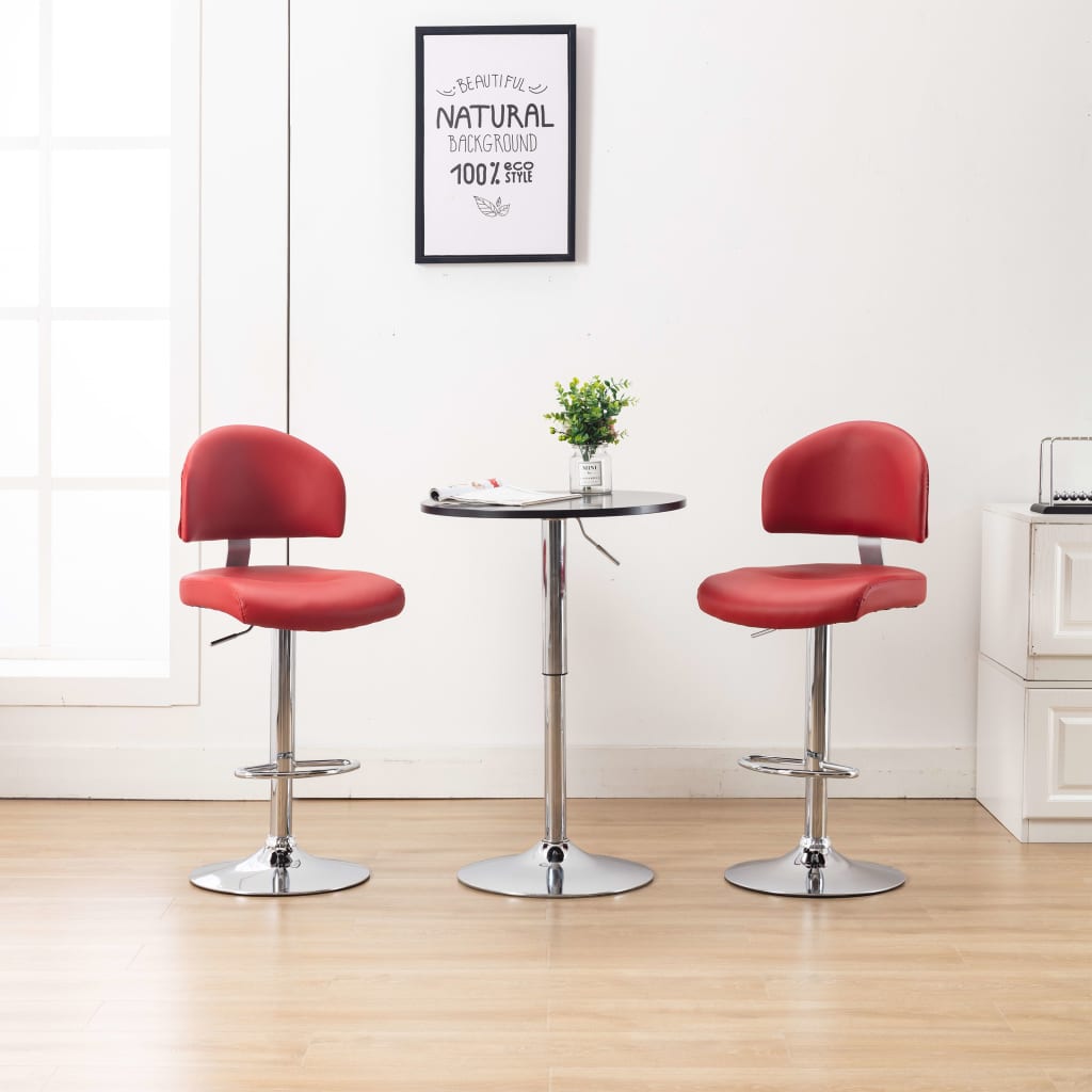 Tabourets de bar 2 pcs Rouge bordeaux Similicuir