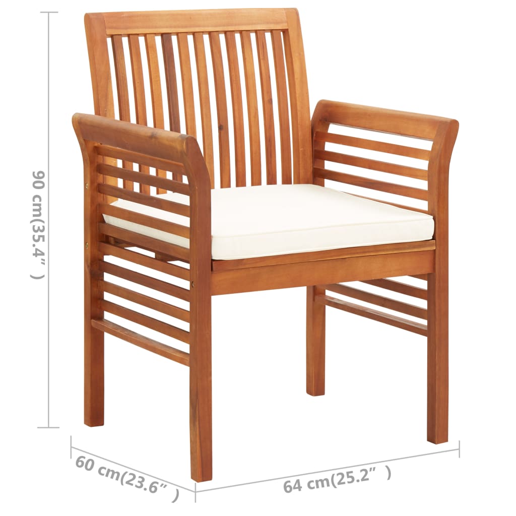 Mobilier à dîner d'extérieur 3 pcs et coussins Acacia solide