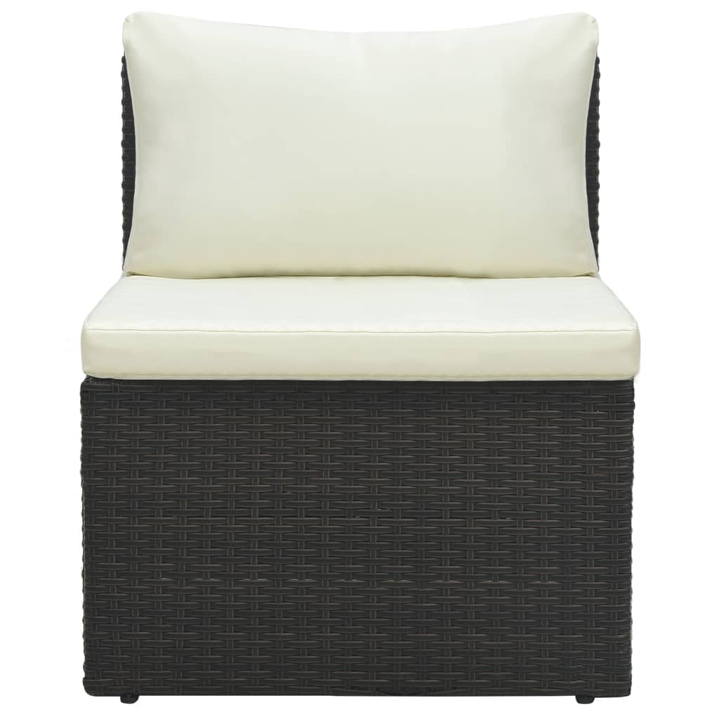 Salon de jardin 4 pcs avec coussins Résine tressée Marron