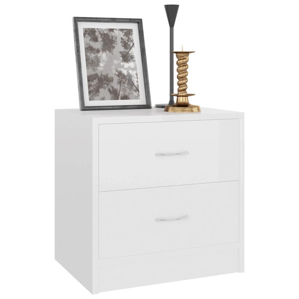 Tables de chevet 2 pcs Blanc brillant 40 x 30 x 40 cm Aggloméré