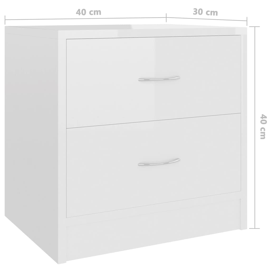 Tables de chevet 2 pcs Blanc brillant 40 x 30 x 40 cm Aggloméré