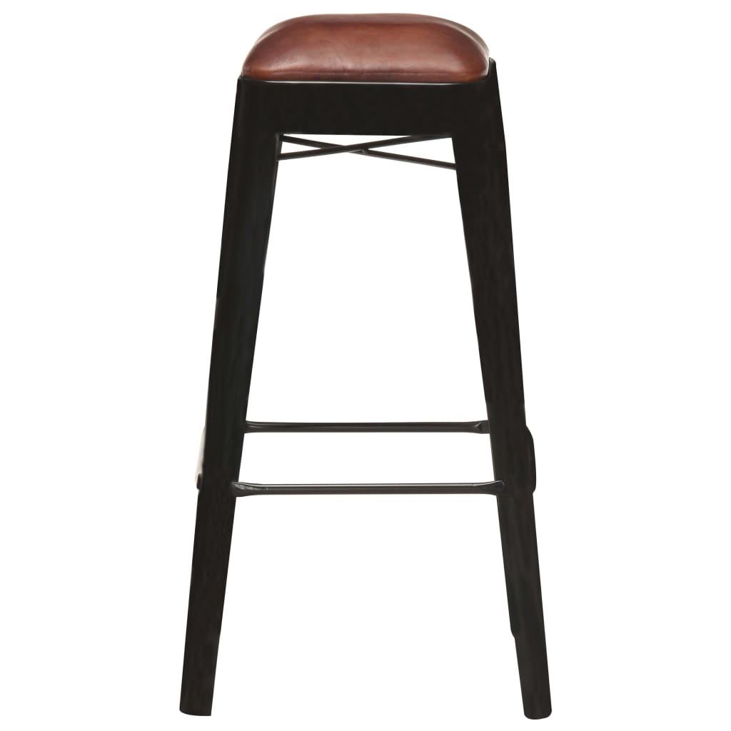 Tabourets de bar 2 pcs Noir Cuir véritable