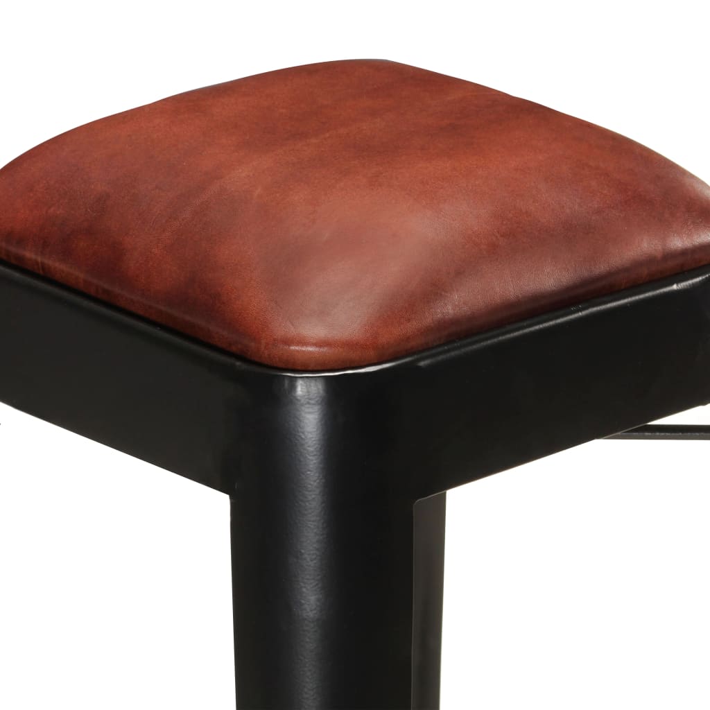 Tabourets de bar 2 pcs Noir Cuir véritable