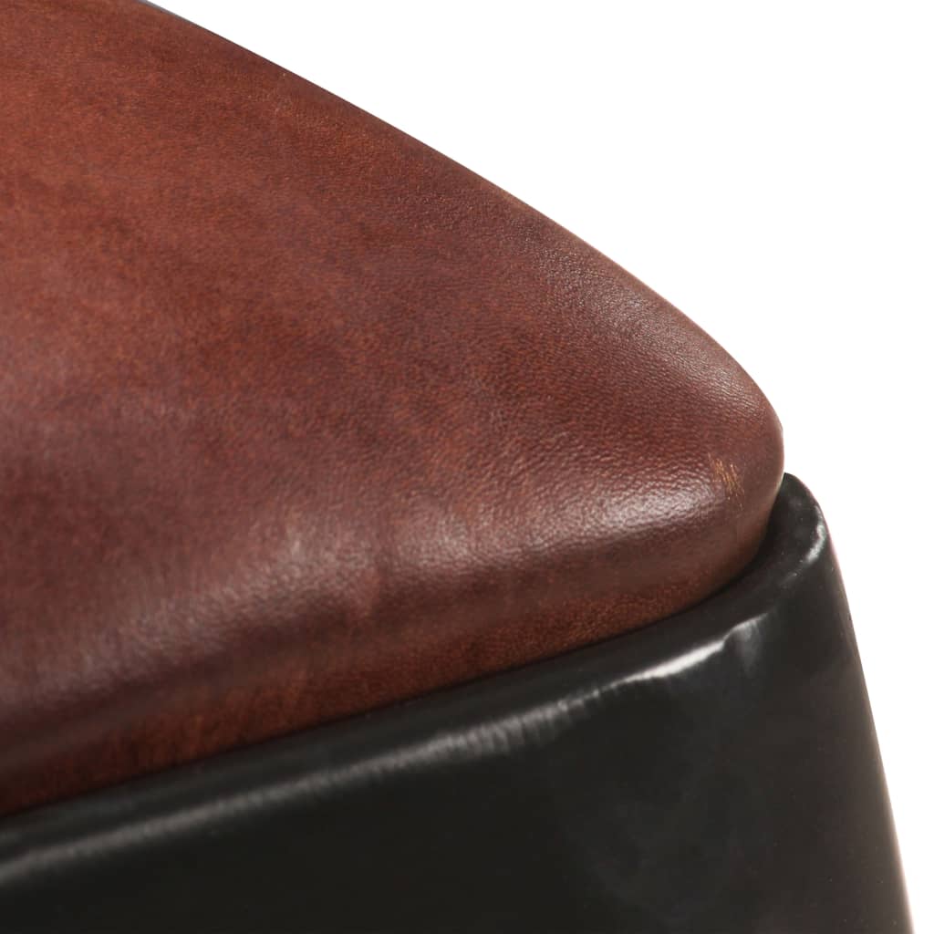 Tabourets de bar 2 pcs Noir Cuir véritable
