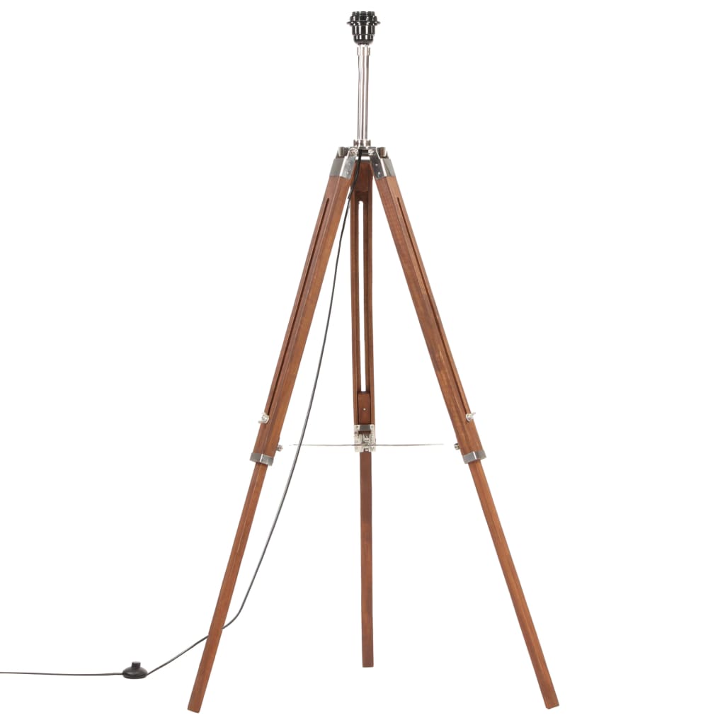 Lampadaire à trépied Marron miel et noir Bois de teck 141 cm