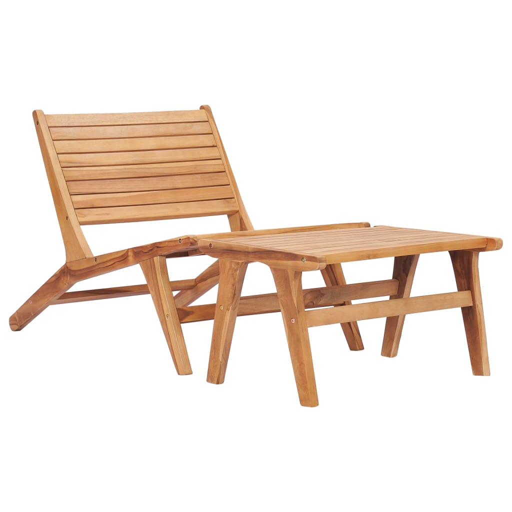 Chaise de jardin avec repose-pied Bois de teck solide