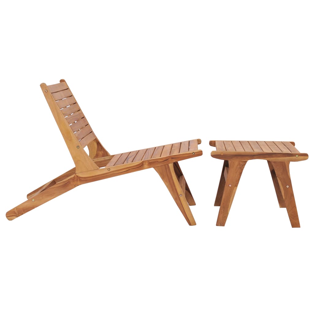 Chaise de jardin avec repose-pied Bois de teck solide