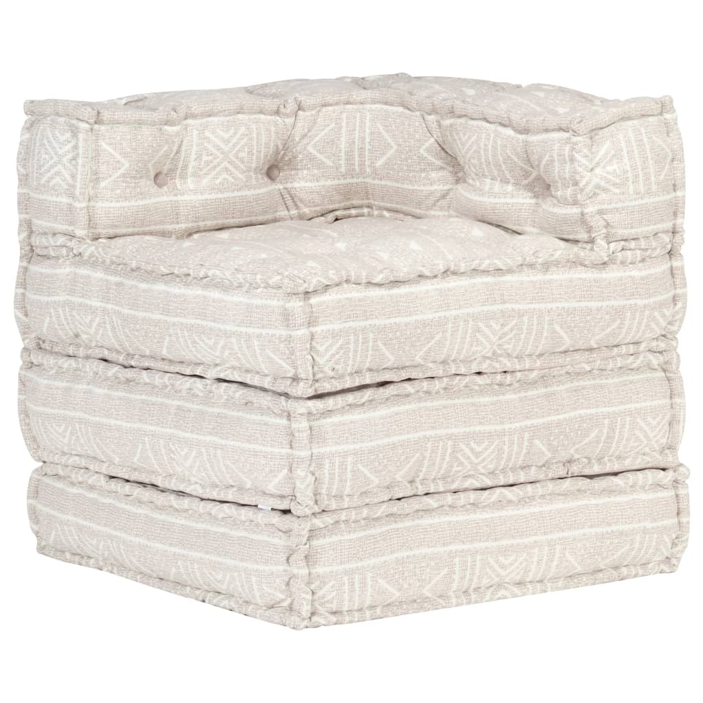 Modular Pouffe Beige Fabric