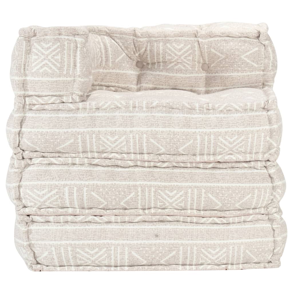 Modular Pouffe Beige Fabric