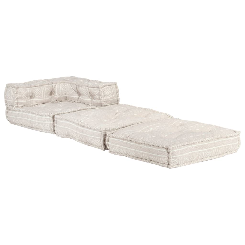 Modular Pouffe Beige Fabric