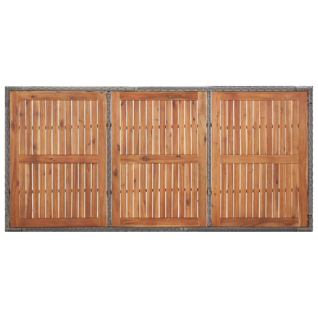 Table de jardin Gris 190x90x75cm Résine tressée et acacia