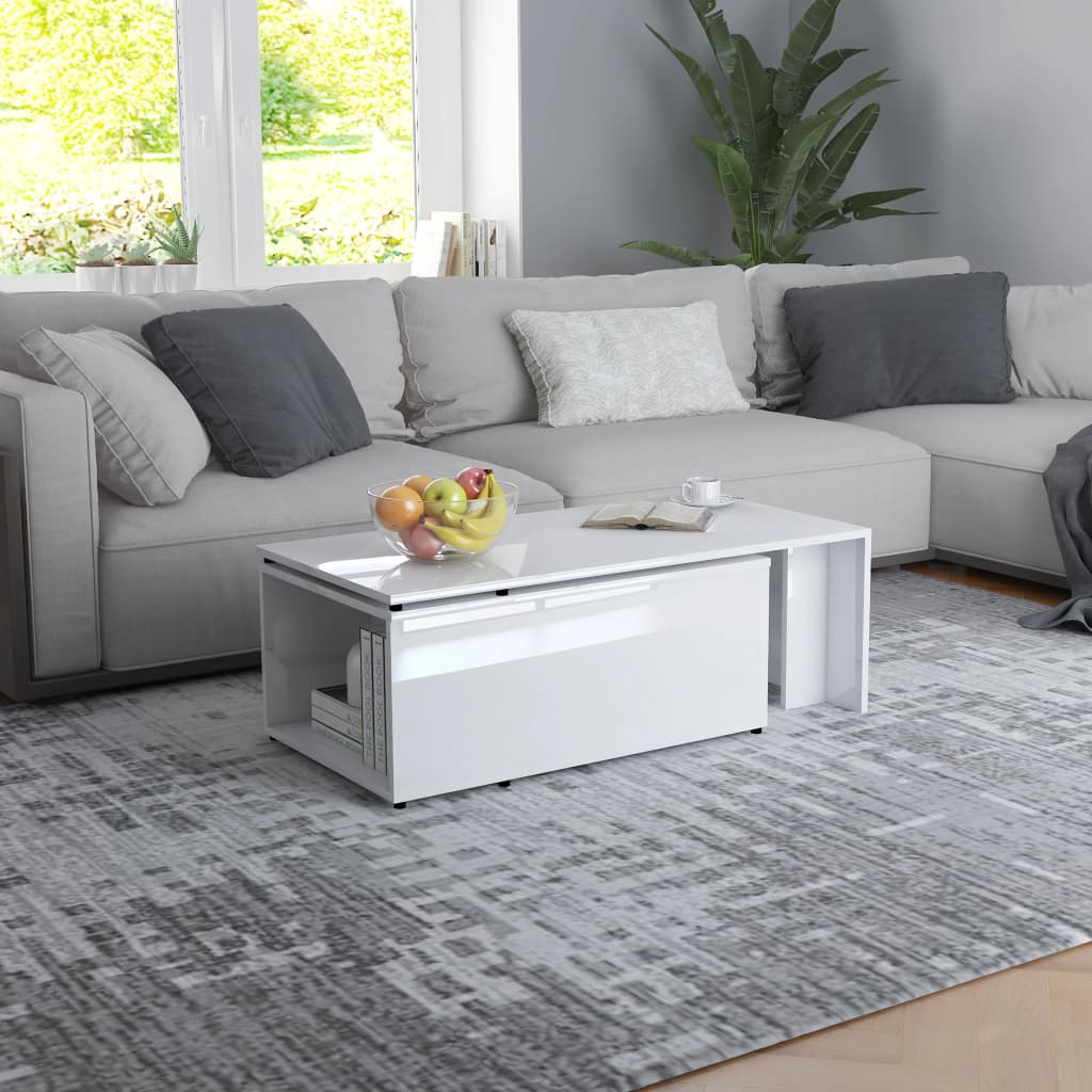 Table basse Blanc brillant 150x50x35 cm Aggloméré