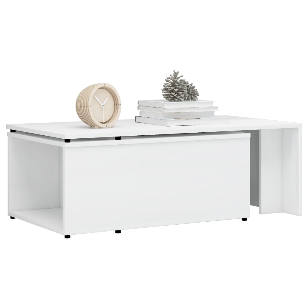 Table basse Blanc brillant 150x50x35 cm Aggloméré
