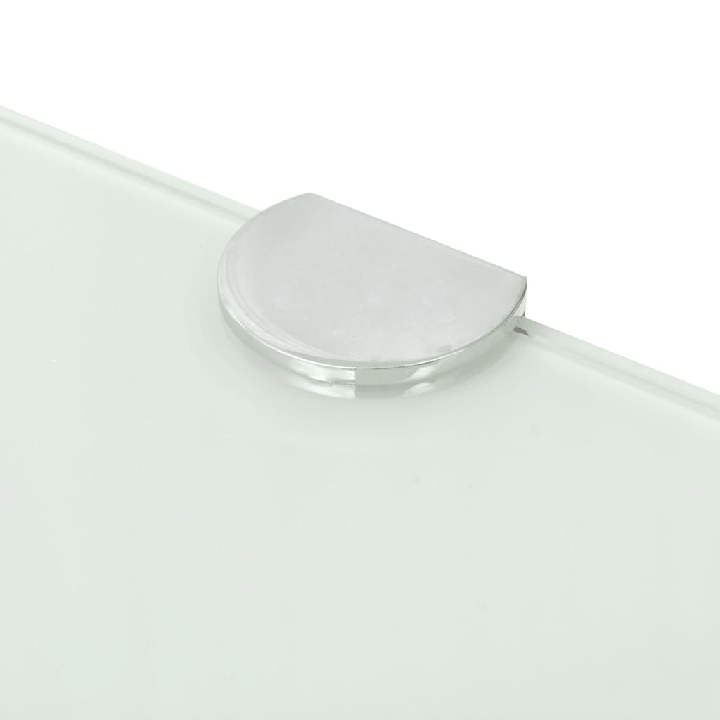 Étagères d'angle 2 pcs et supports chromés Verre Blanc 35x35 cm