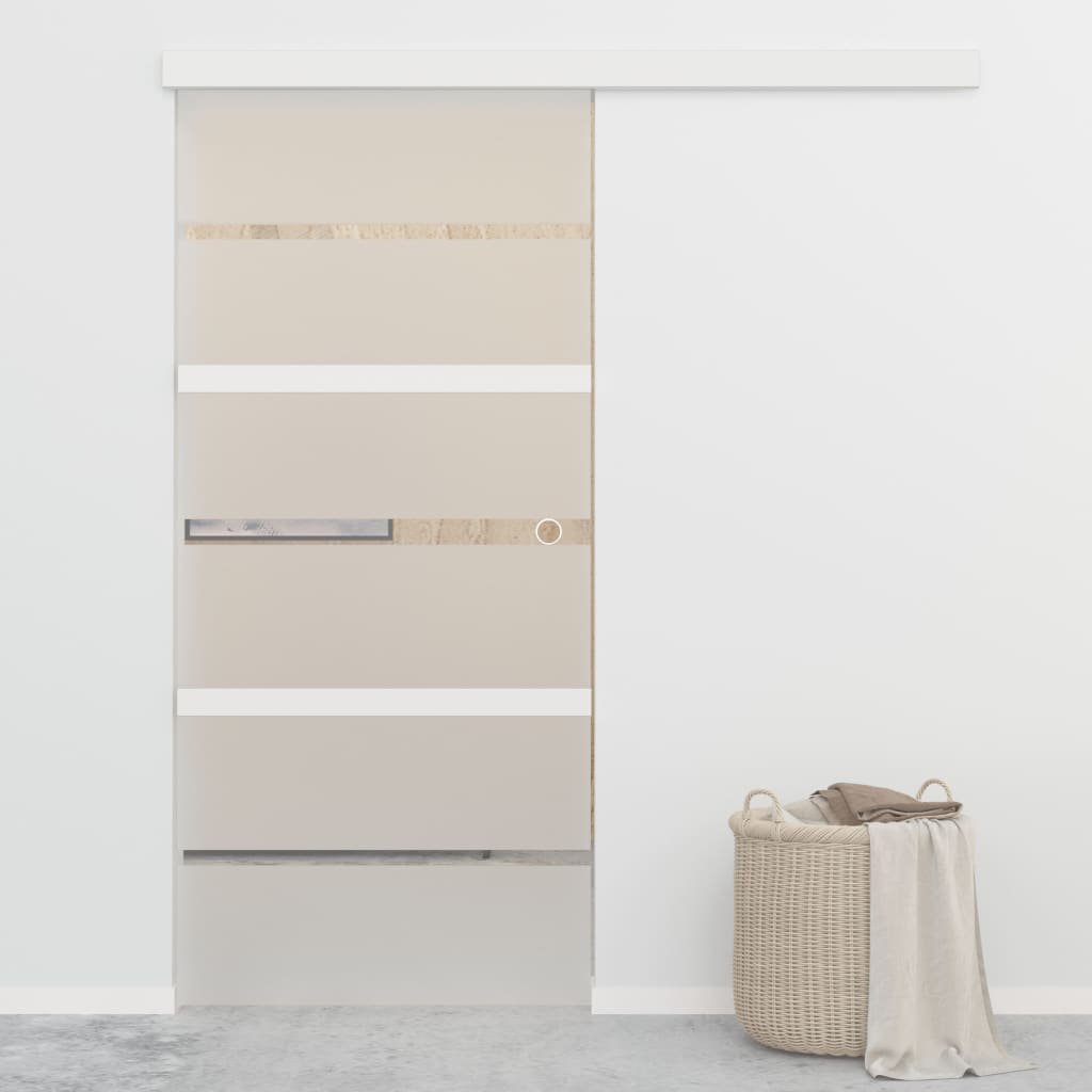 Porte coulissante butées souples Verre ESG aluminium 90x205 cm