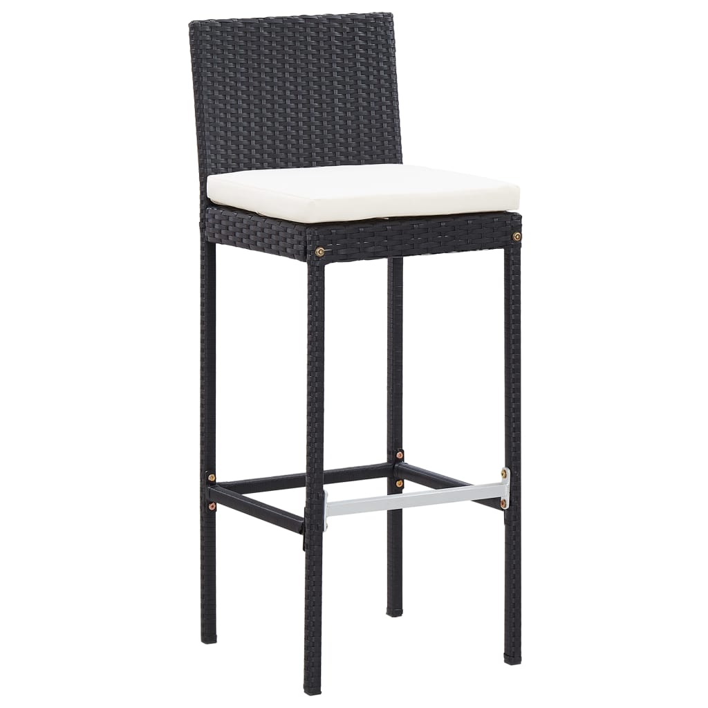 Ensemble de bar 5 pcs Résine tressée et bois d'acacia Noir