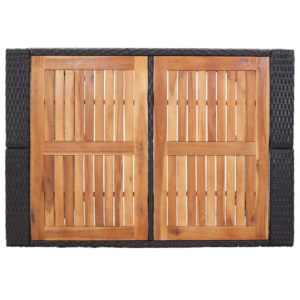 Ensemble de bar 5 pcs Résine tressée et bois d'acacia Noir