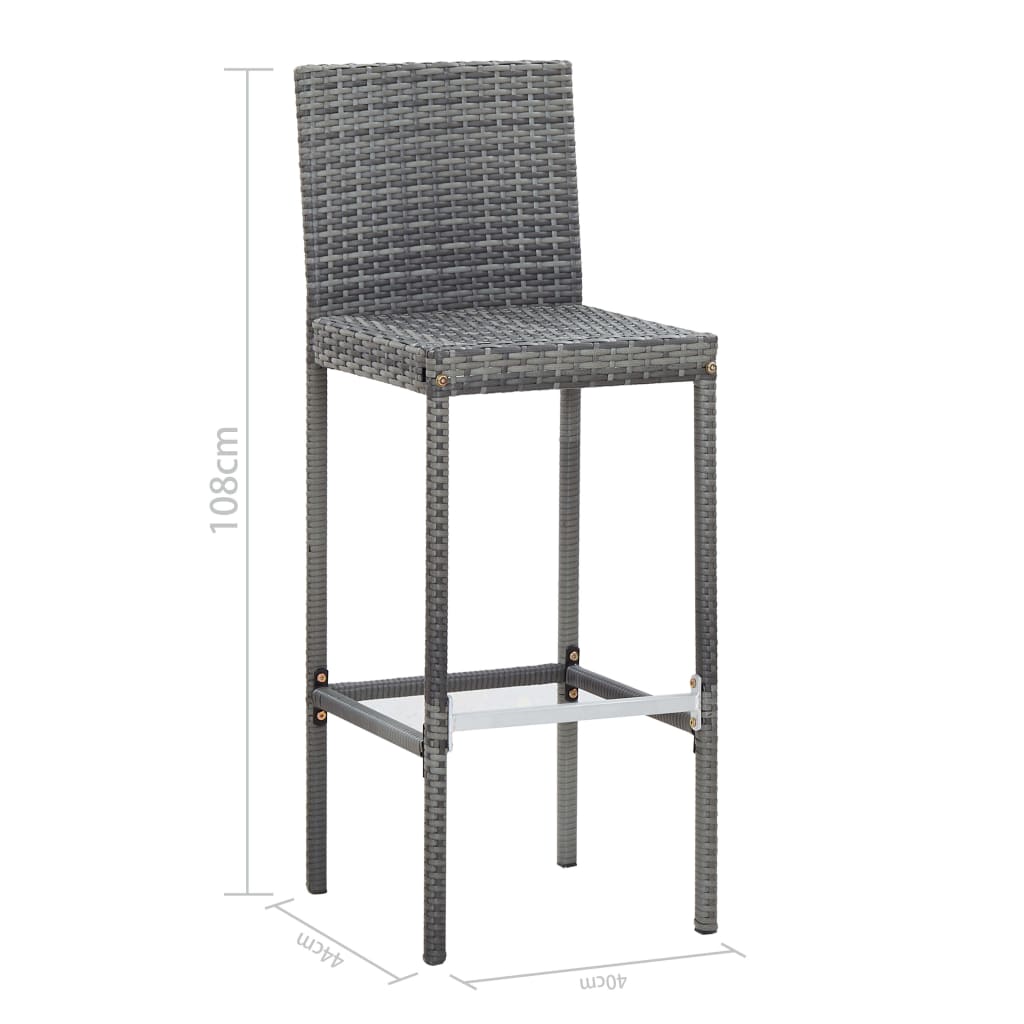 Ensemble de bar 9 pcs Résine tressée et bois d'acacia Gris