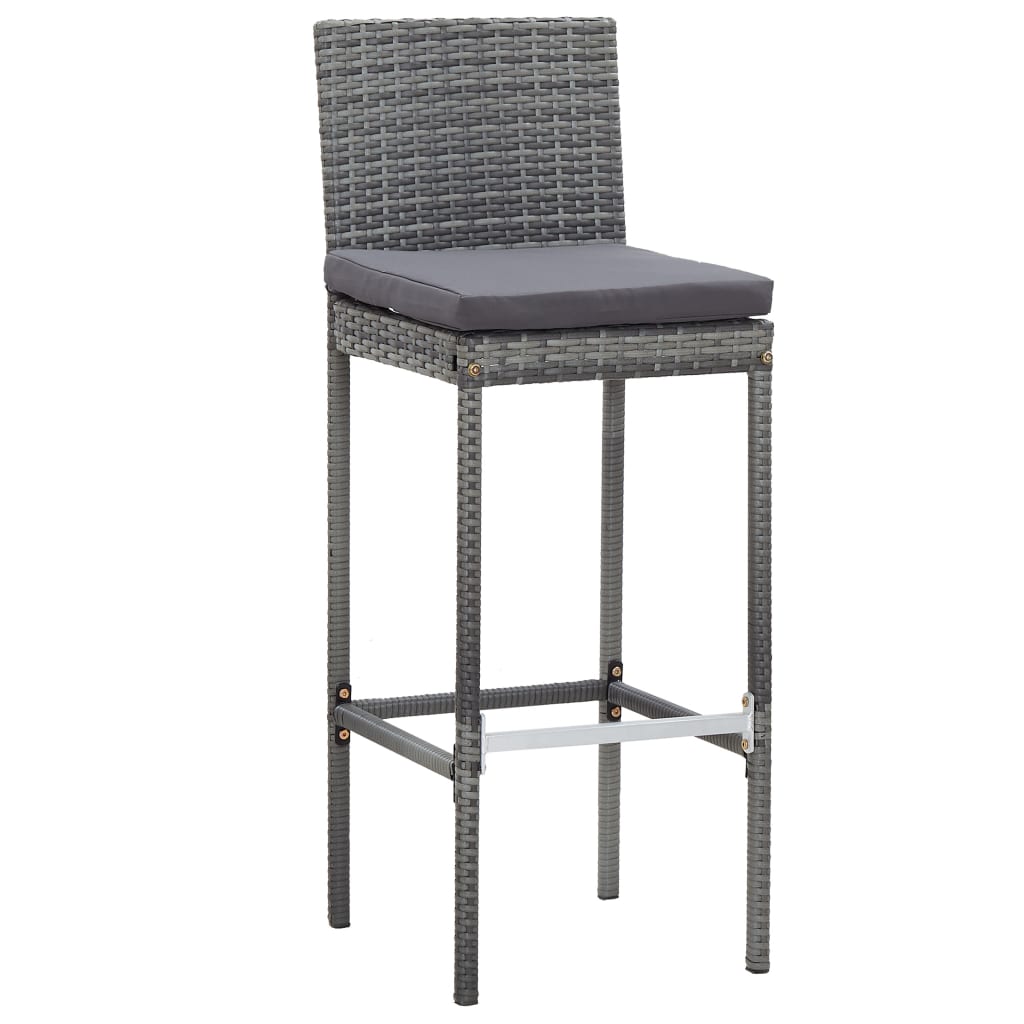 Ensemble de bar 9 pcs Résine tressée et bois d'acacia Gris