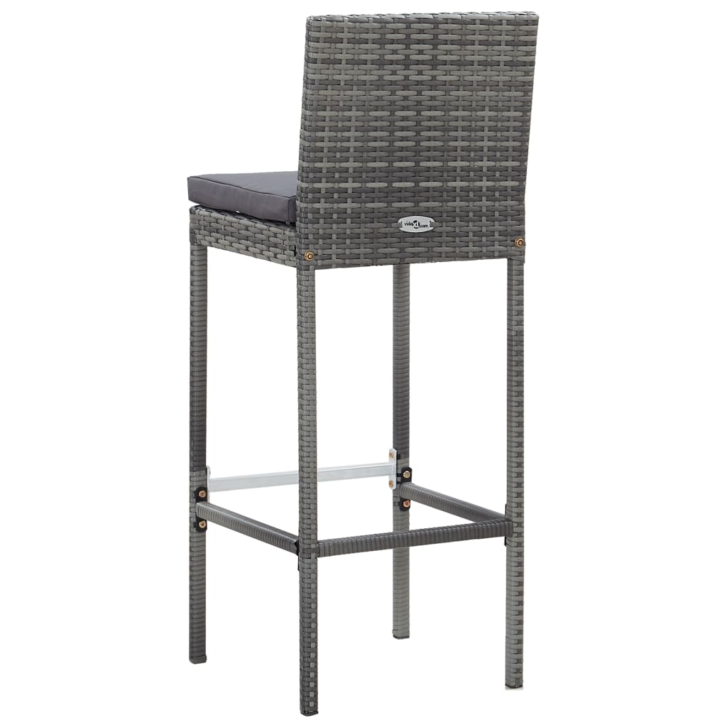 Ensemble de bar 9 pcs Résine tressée et bois d'acacia Gris