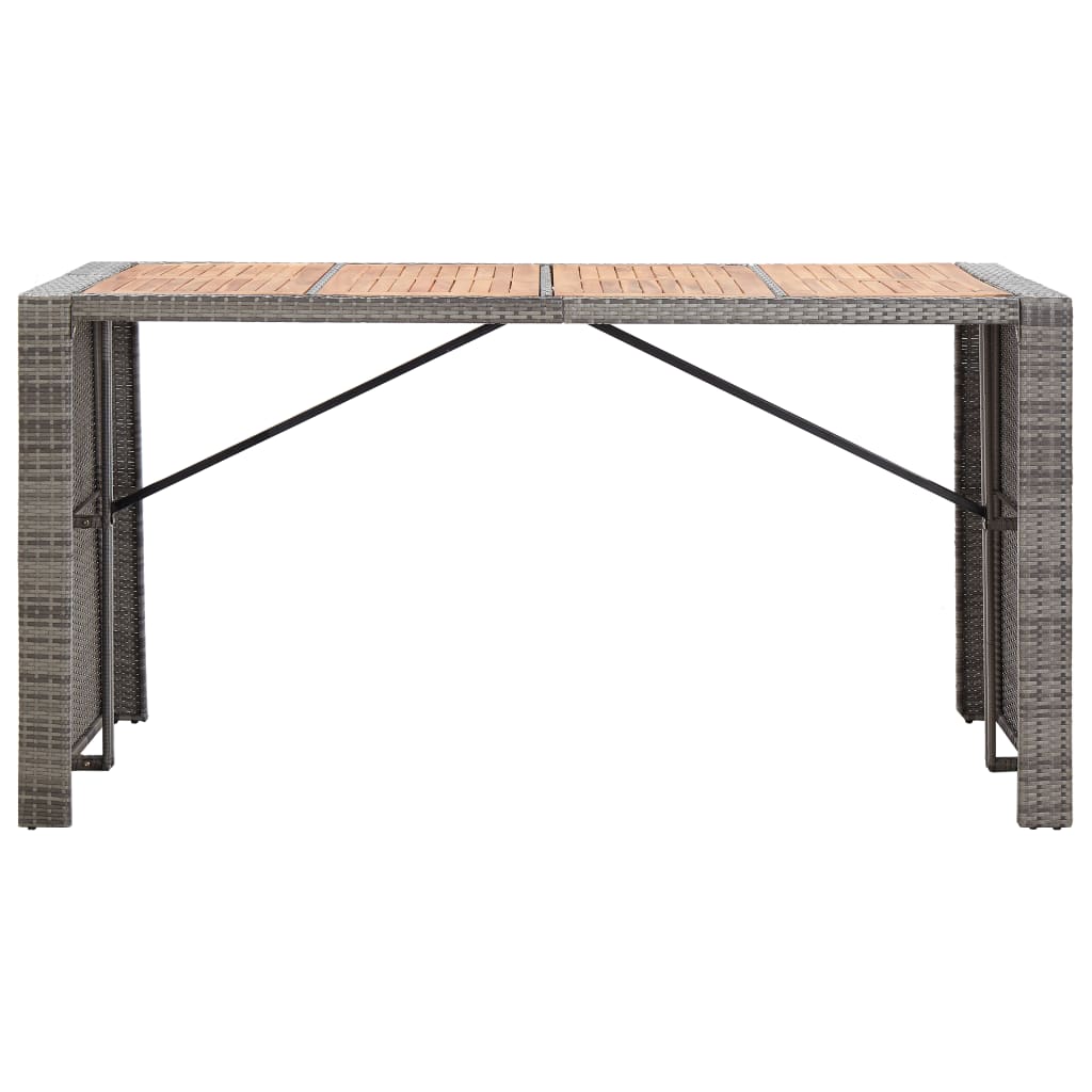 Ensemble de bar 9 pcs Résine tressée et bois d'acacia Gris