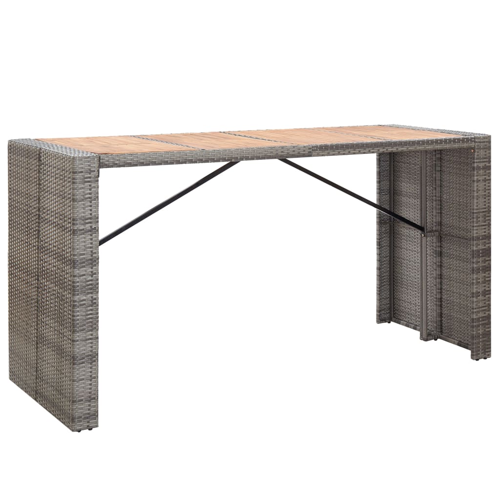 Ensemble de bar 9 pcs Résine tressée et bois d'acacia Gris