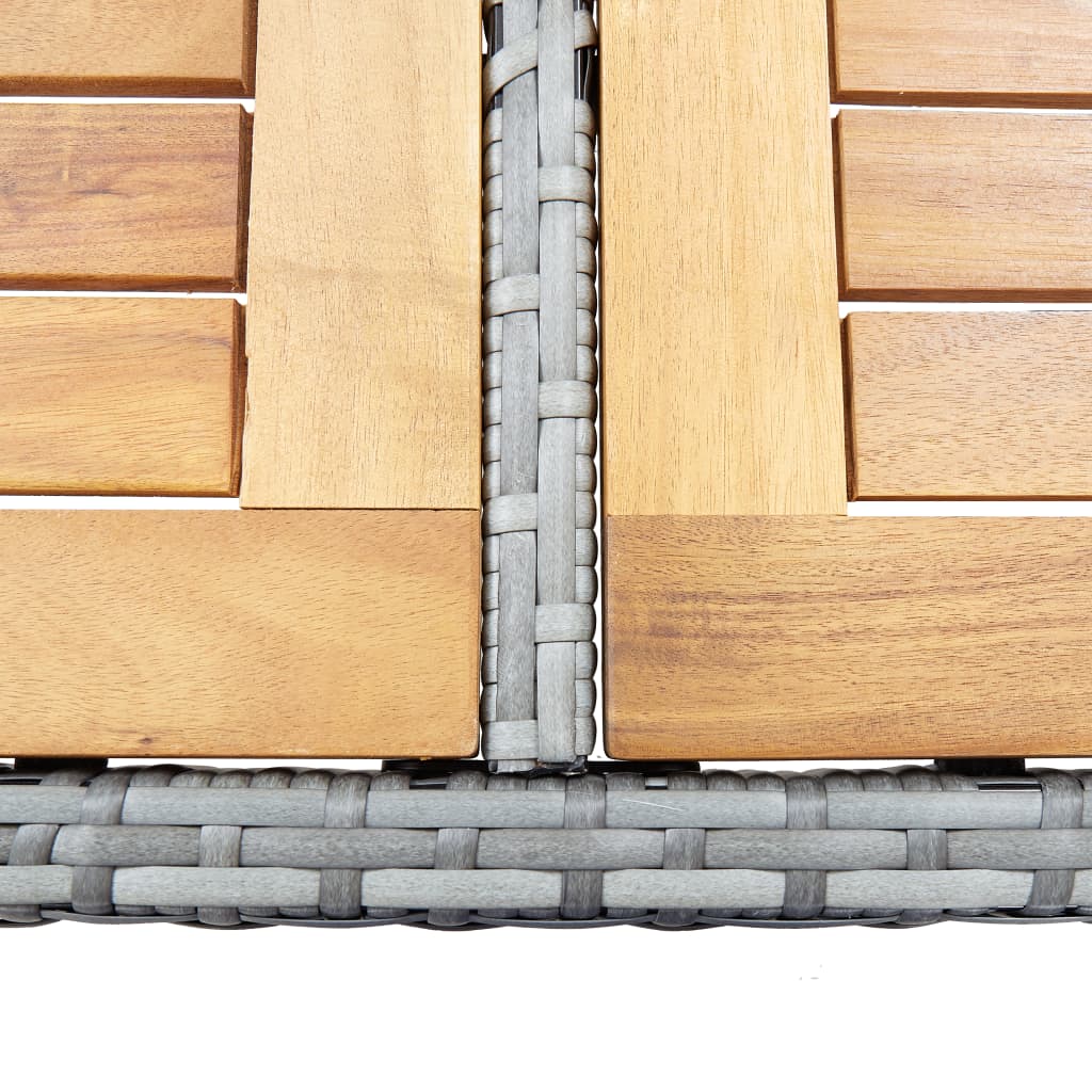 Ensemble de bar 9 pcs Résine tressée et bois d'acacia Gris