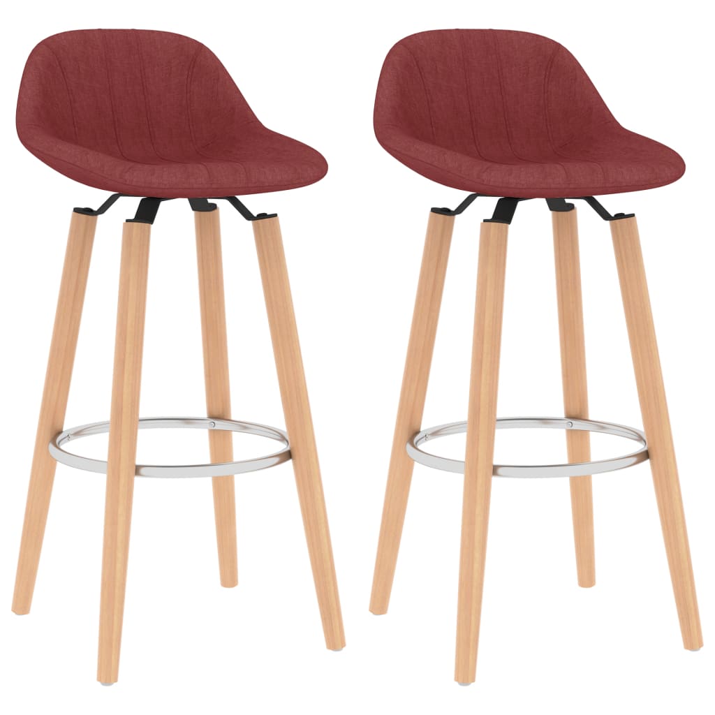 Tabourets de bar 2 pcs Rouge bordeaux Tissu