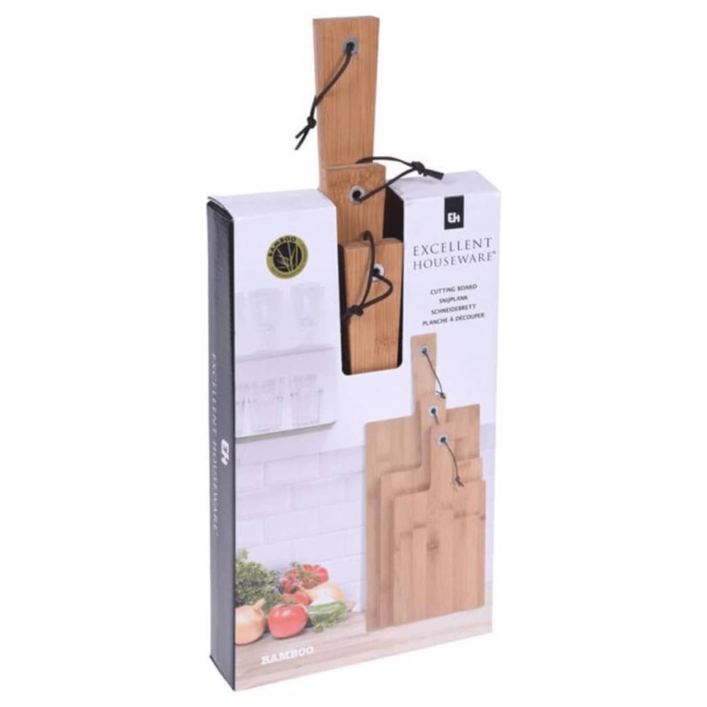 Excellent Houseware Ensemble de planches à découper 3 pcs bambou