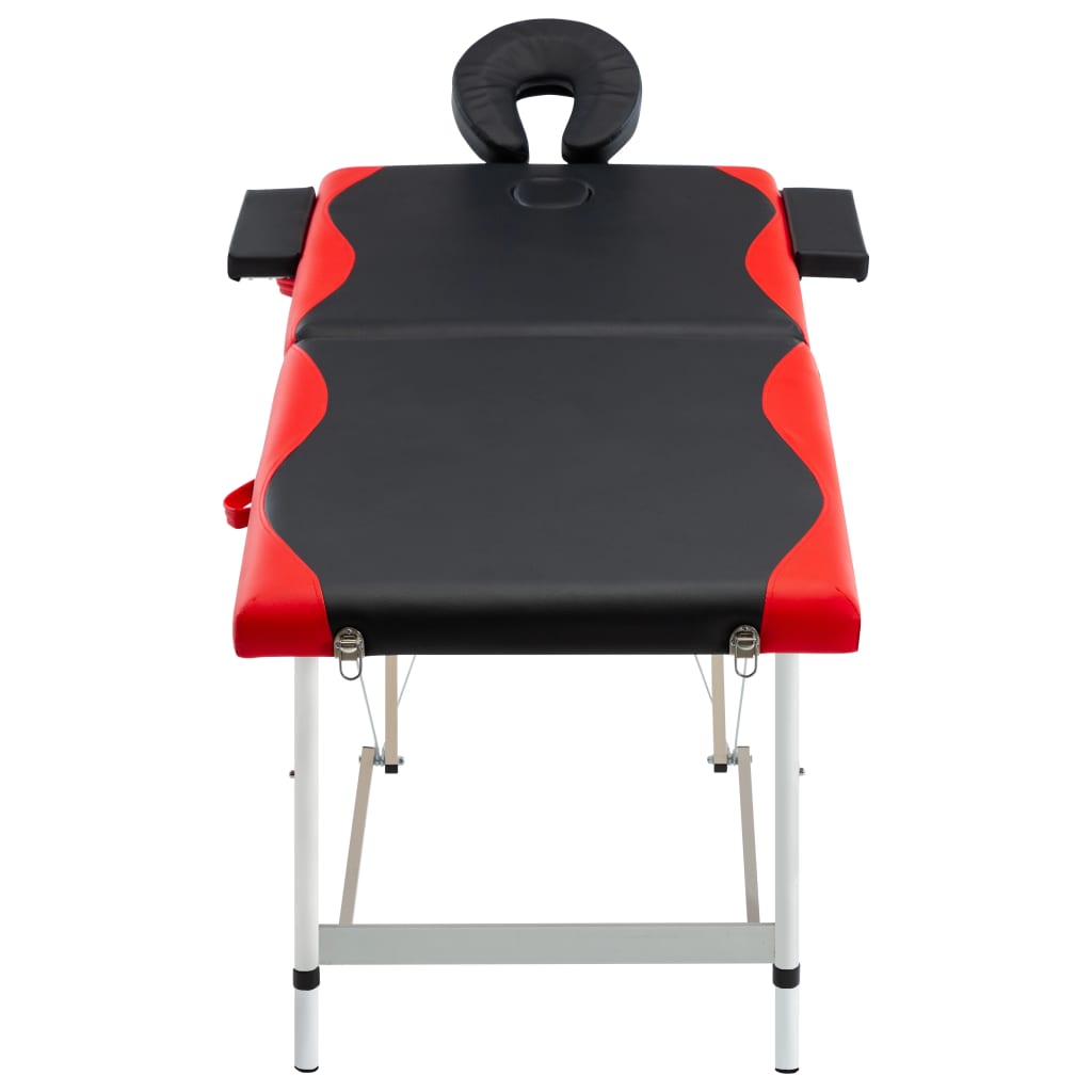 Table de massage pliable 2 zones Aluminium Noir et rouge