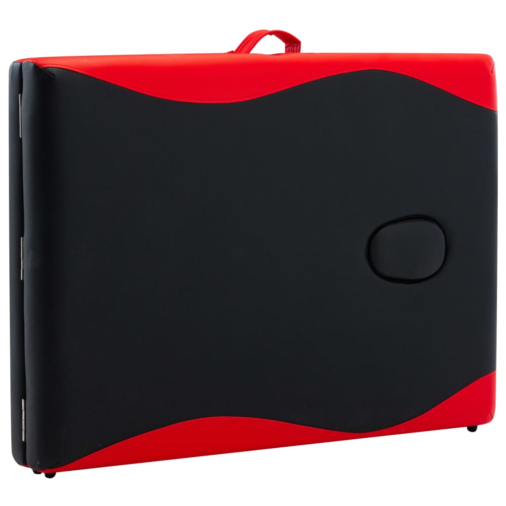 Table de massage pliable 2 zones Aluminium Noir et rouge