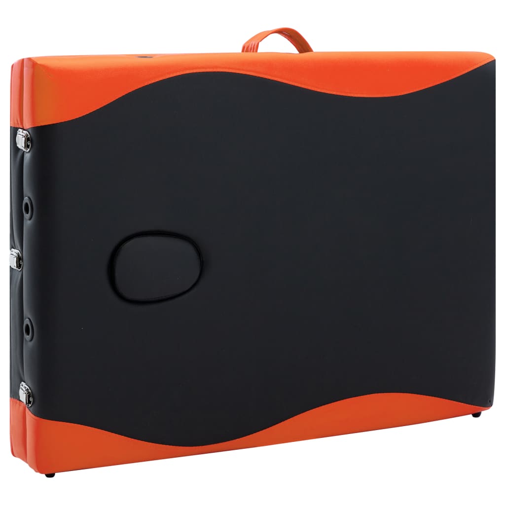 Table de massage pliable 3 zones Aluminium Noir et orange