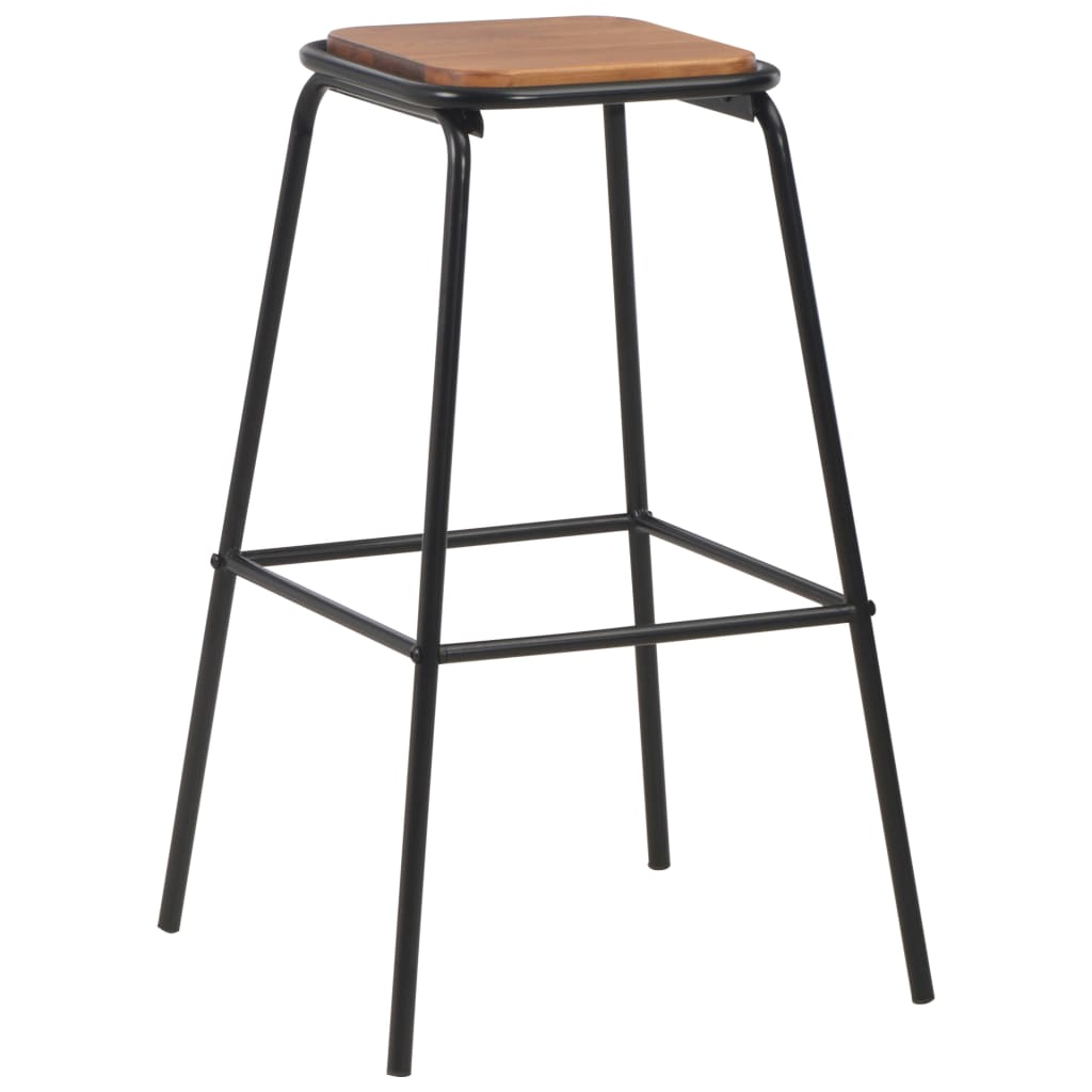 Tabourets de bar 4 pcs Noir Pinède solide et acier
