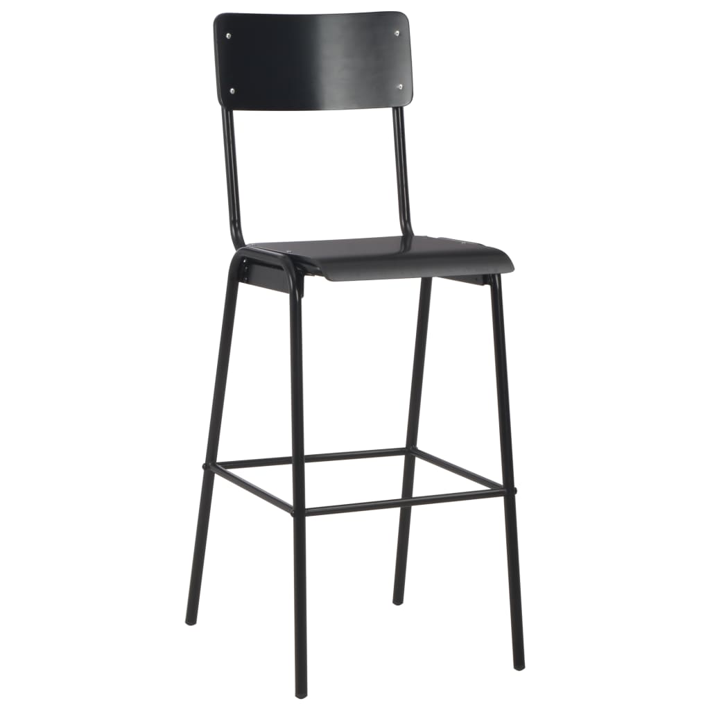 vidaXL Chaises de bar 6 pcs Noir Contreplaqué solide et acier