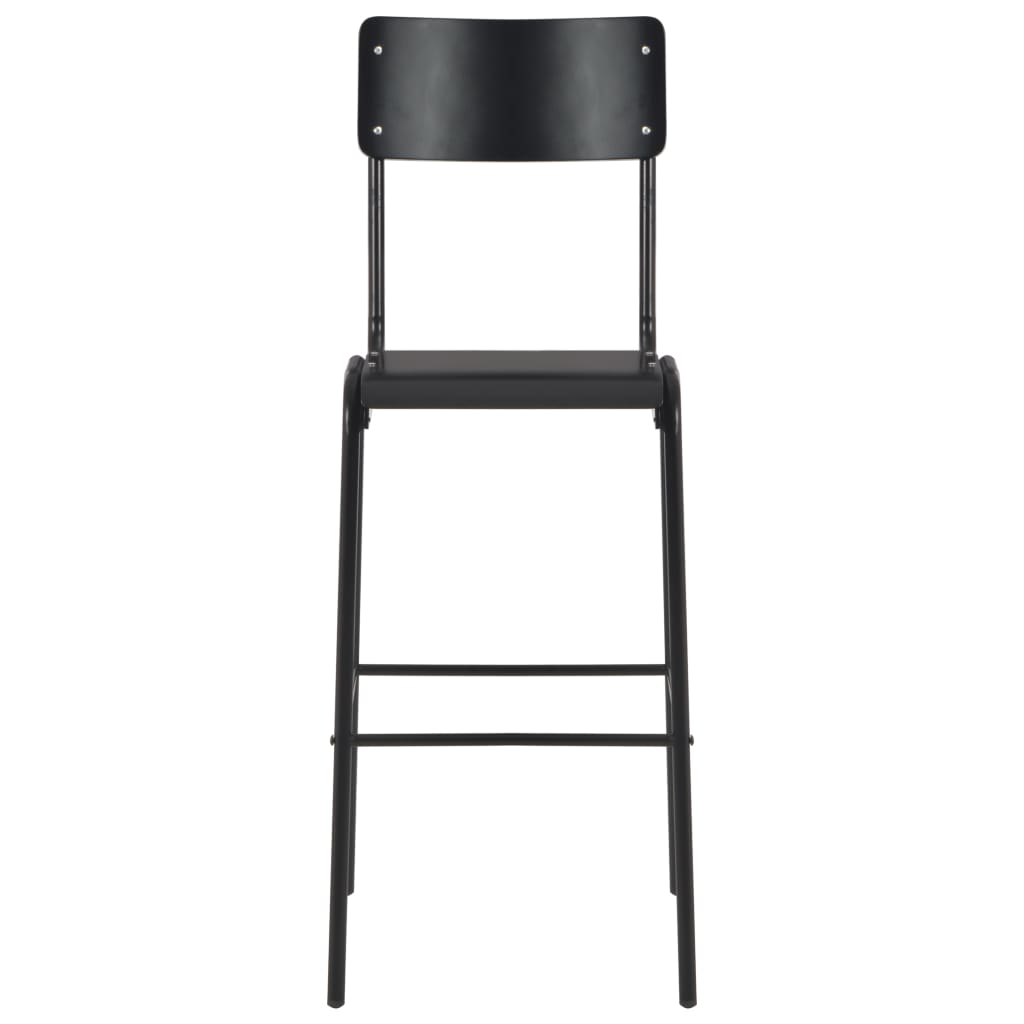 vidaXL Chaises de bar 6 pcs Noir Contreplaqué solide et acier