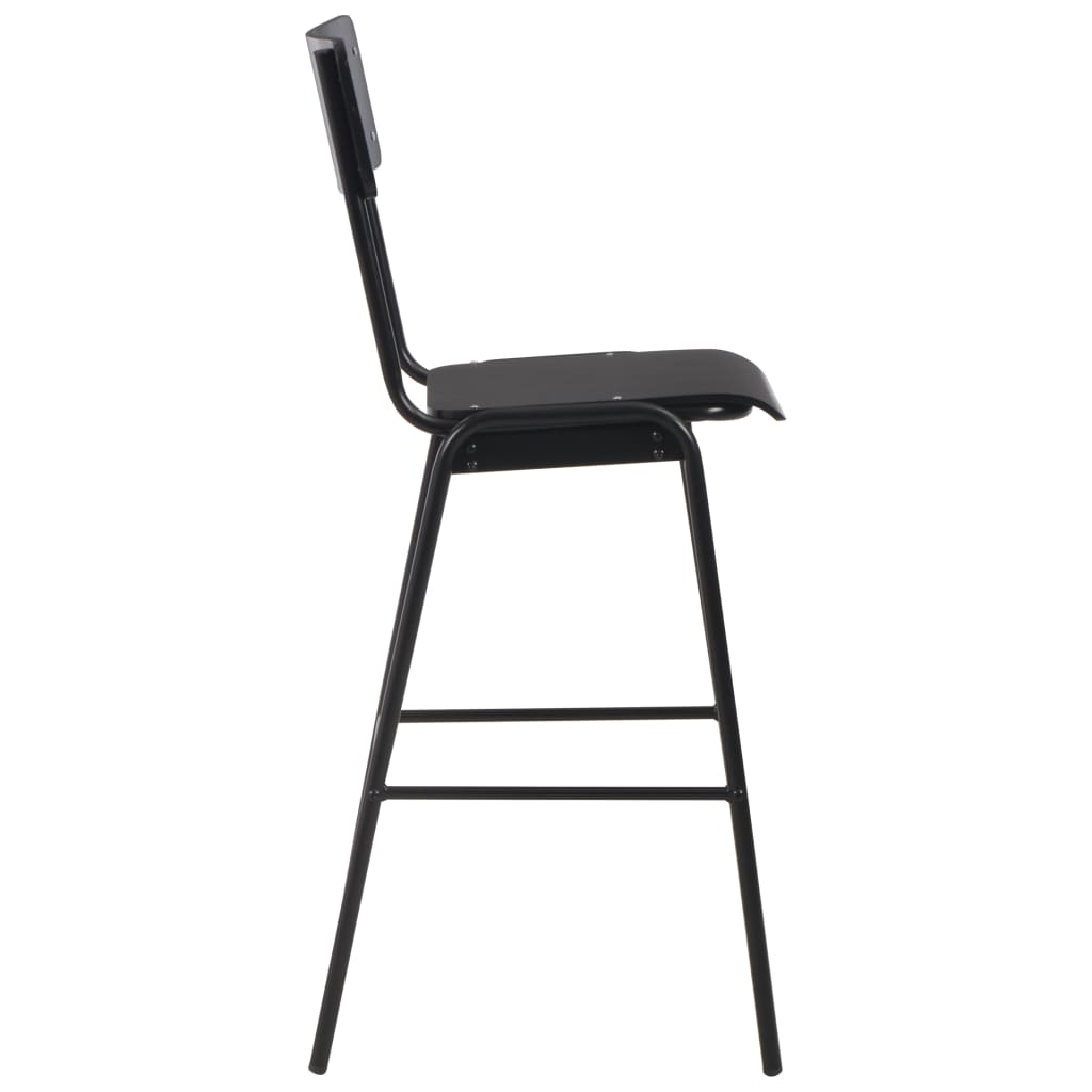 vidaXL Chaises de bar 6 pcs Noir Contreplaqué solide et acier