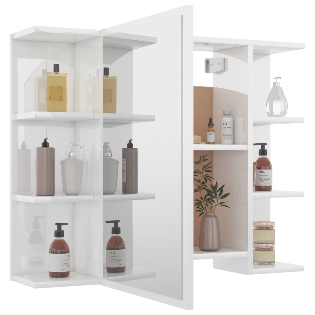 Armoire à miroir de bain Blanc brillant 80x20,5x64 cm Aggloméré