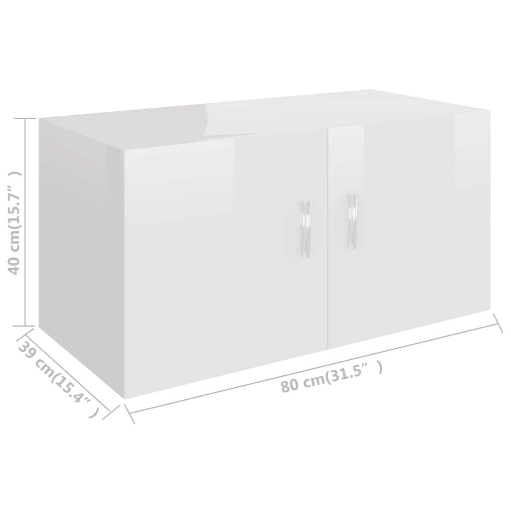 Armoire murale Blanc brillant 80x39x40 cm Aggloméré