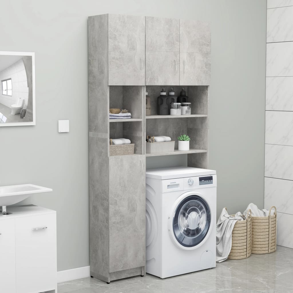 Armoire de salle de bain Gris béton 32x25,5x190 cm Aggloméré