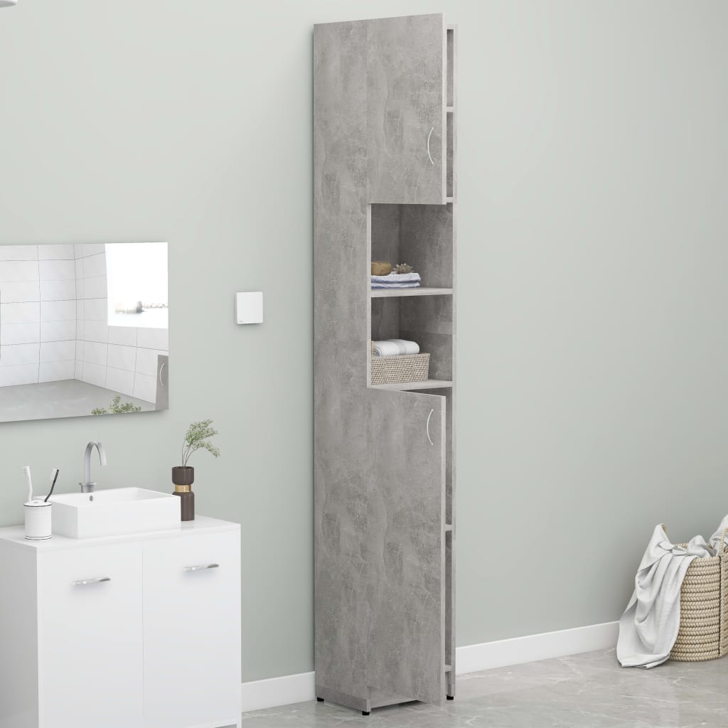 Armoire de salle de bain Gris béton 32x25,5x190 cm Aggloméré