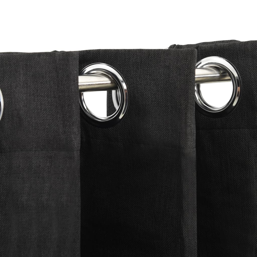 Rideaux occultants Aspect de lin 2 pcs Anthracite 140x245 cm